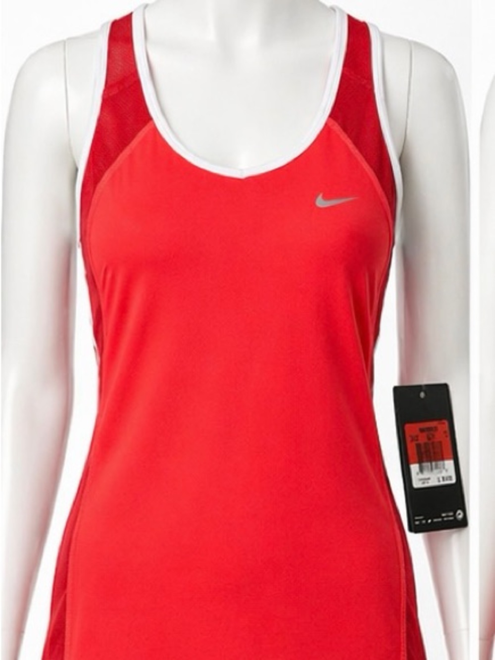 Nike Coral-Red Racerback Athletic Dress with White Trim